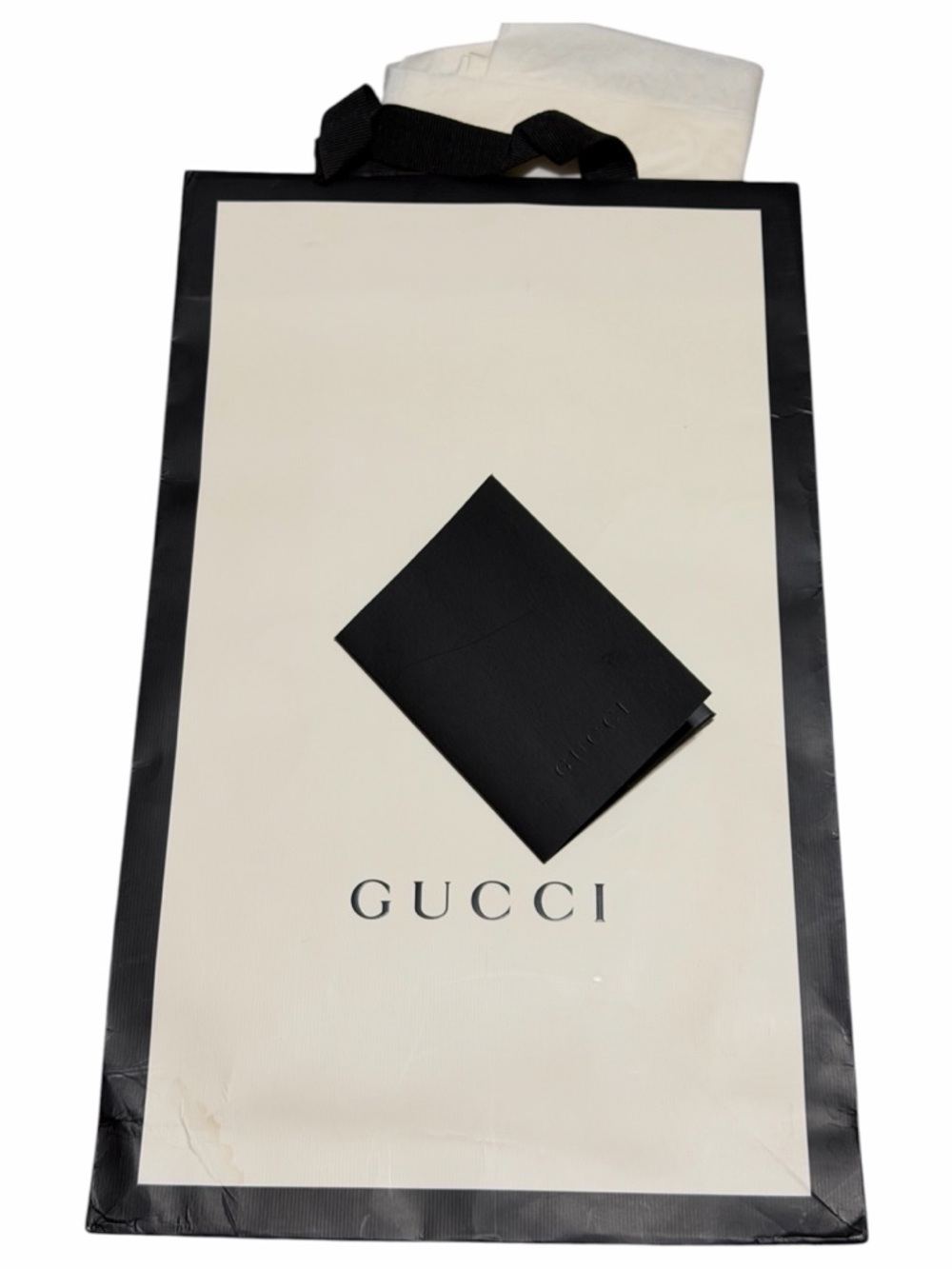 Gucci Paper Shopping Bag White Black Logo Gift Bag Designer Packaging Medium